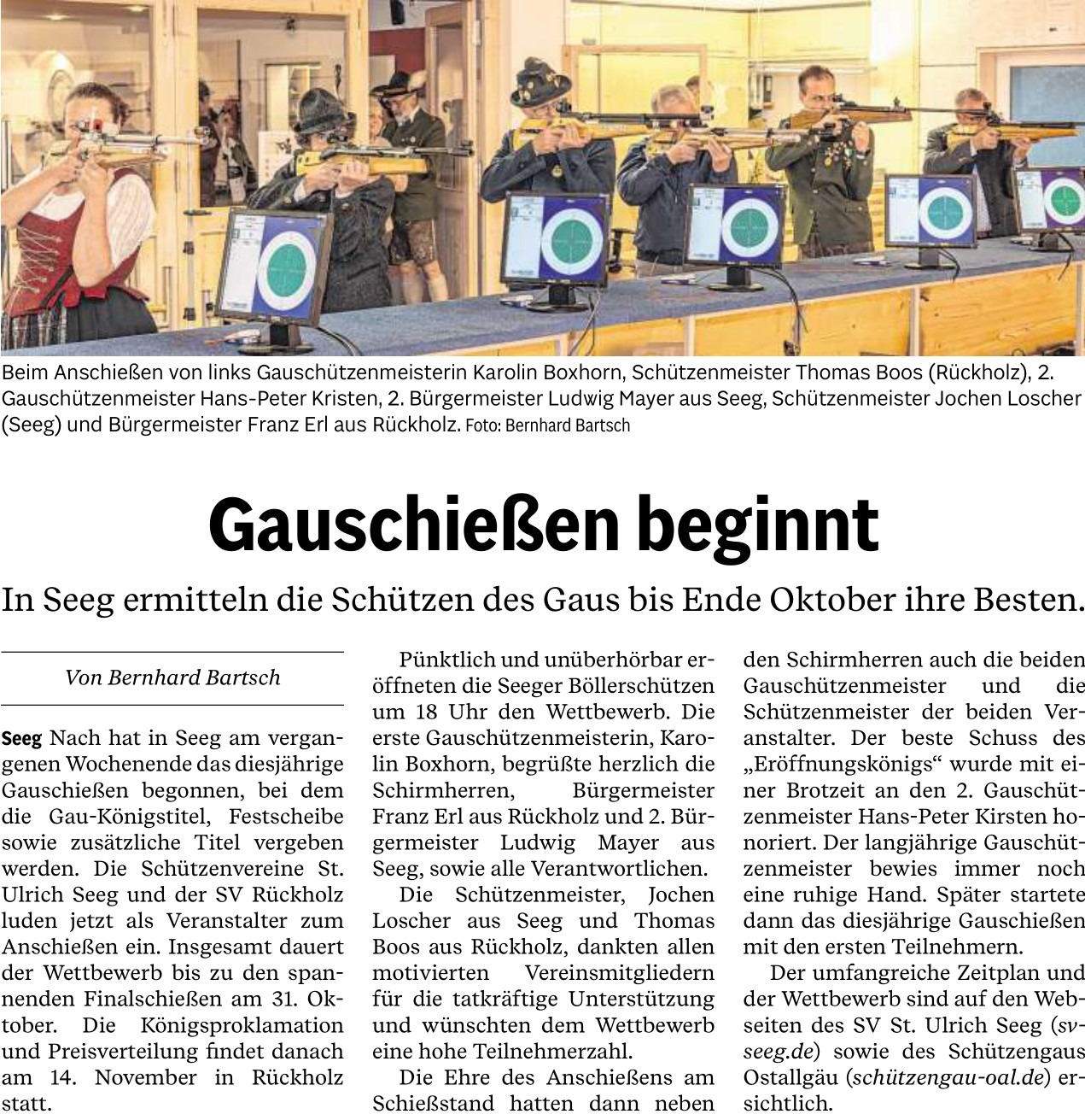 2025-10-20_Fussener Zeitung - Gauschiessen beginnt