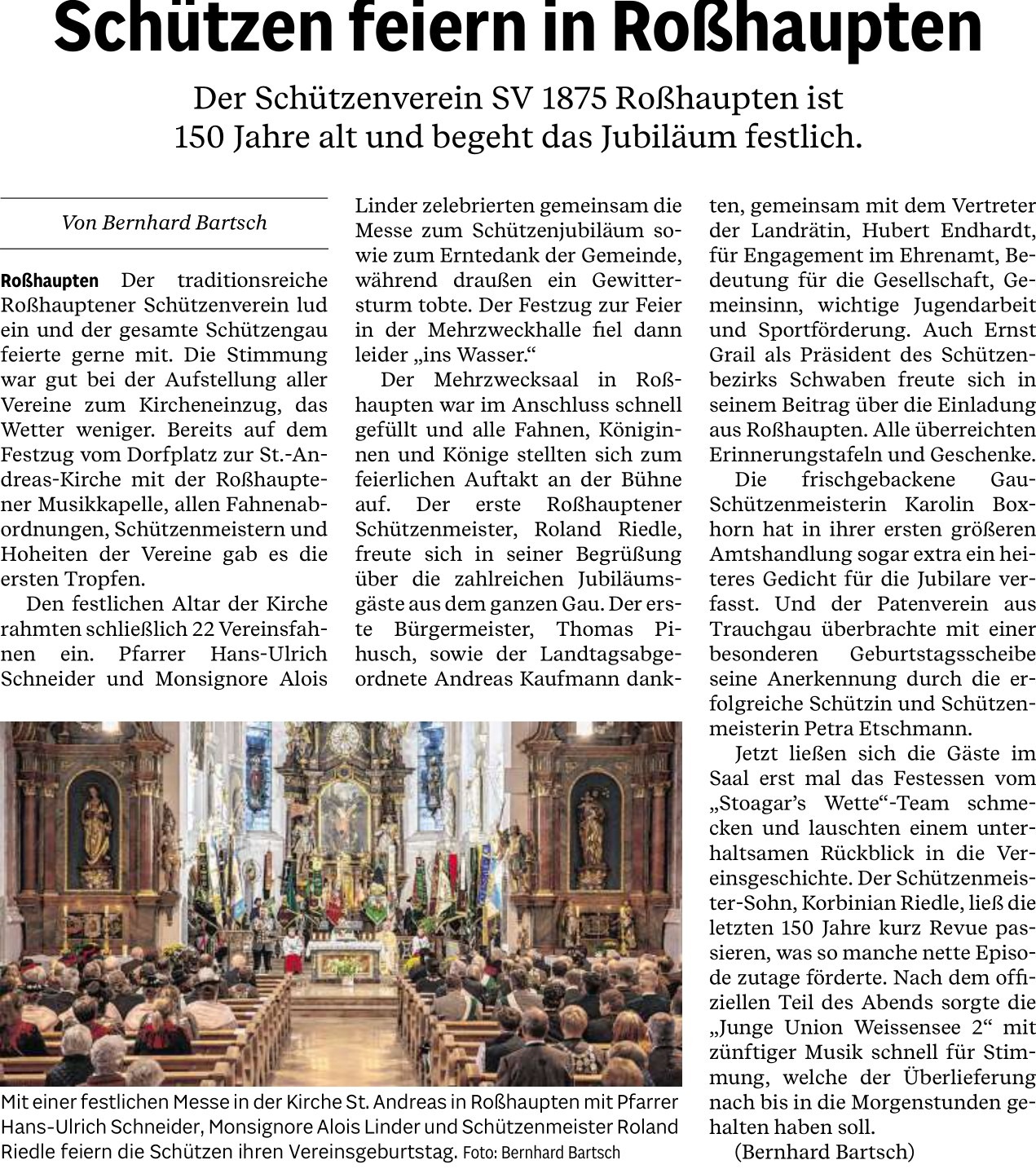 2025-10-24_Fussener Zeitung - Schützen feiern in Roßhaupten