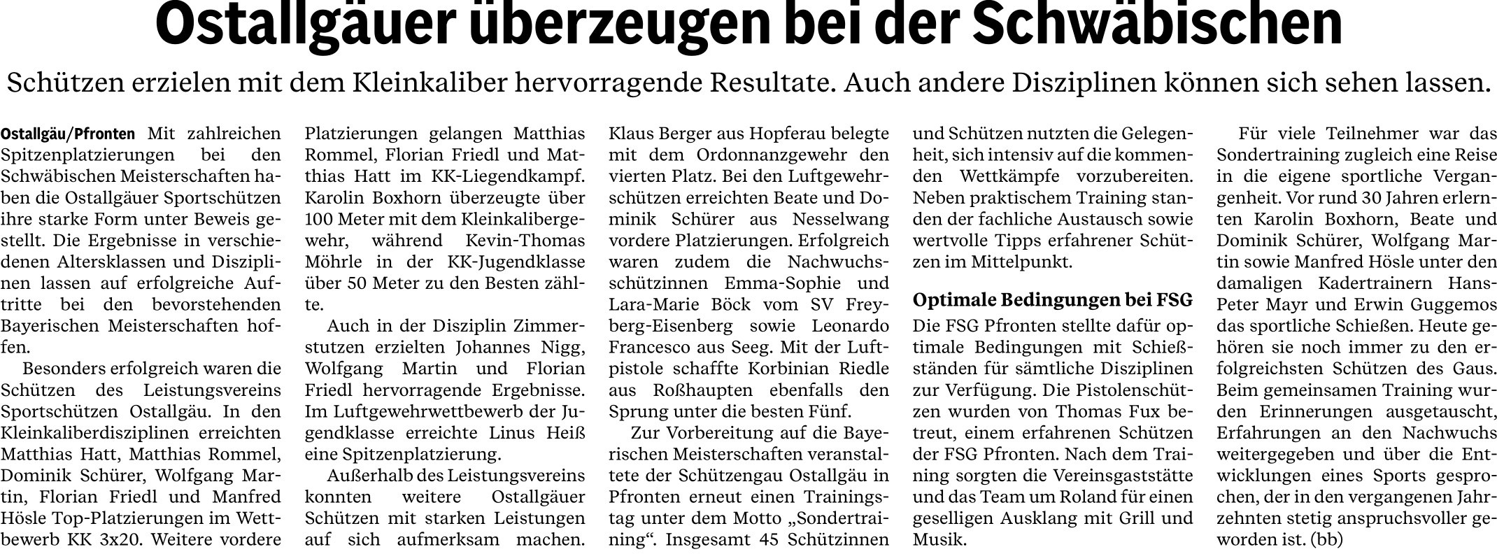 2026-06-23_Fussener Zeitung - Artikel Sondertraining